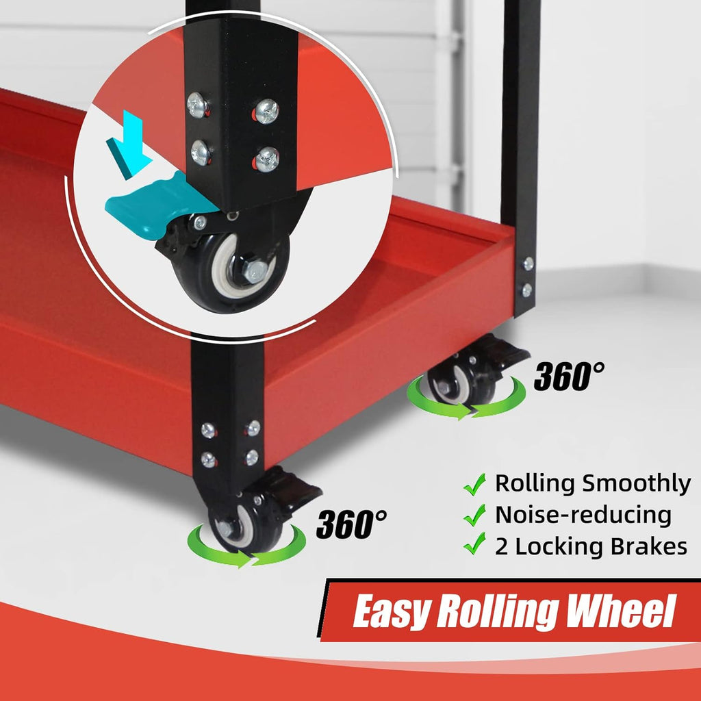 TooCust Tool Cart on Wheels, 500 LBS Capacity, Heavy Duty Metal Mechanic Cart with Screwdriver Shelf, Rolling Mechanics Tool Cart, 3 Tier Heavy Duty Utility Cart Service Cart