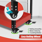 TooCust Tool Cart on Wheels, 500 LBS Capacity, Heavy Duty Metal Mechanic Cart with Screwdriver Shelf, Rolling Mechanics Tool Cart, 3 Tier Heavy Duty Utility Cart Service Cart