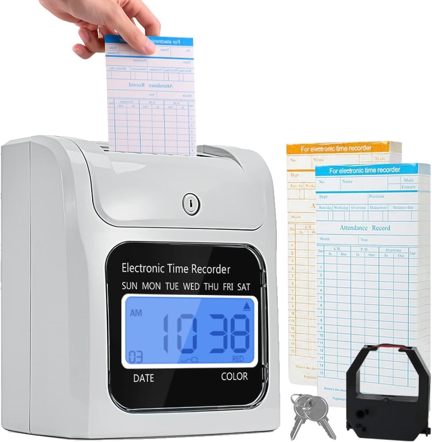 100-Piece Time Cards for Employees, Monthly Time Cards 2-Sided, 2-Color Timecards for Time Clocks, Blue/Orange Print, 7-3/8 x 3-3/8 Inch