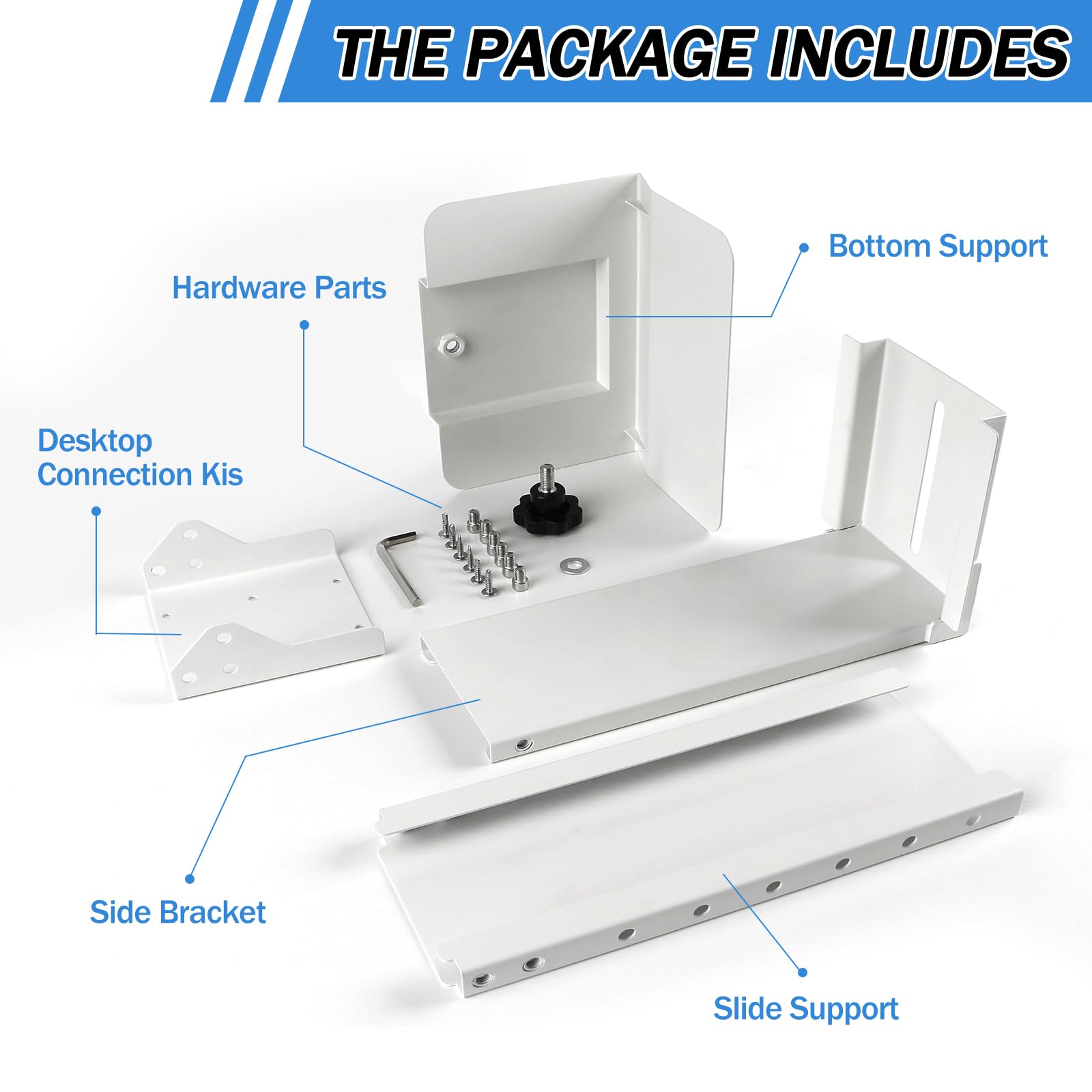 Heavy Duty Computer Wall Mount PC Case - Upgraded, Also Great for PC Mount Under Desk - Height Adjustable from 11" to 21", Width Adjustable from 5.5" to 9.8", Computer Tower Under Desk Home Office
