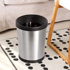 12 L / 3 Gallon Stainless Steel Trash Can, Round Small Metal Trash Can 2 Pack, No Lid, 8.5" x 10" x 12", Modern Garbage Can Open Top, Silver Bathroom Trash Can for Kitchen, Bedroom, Home Office