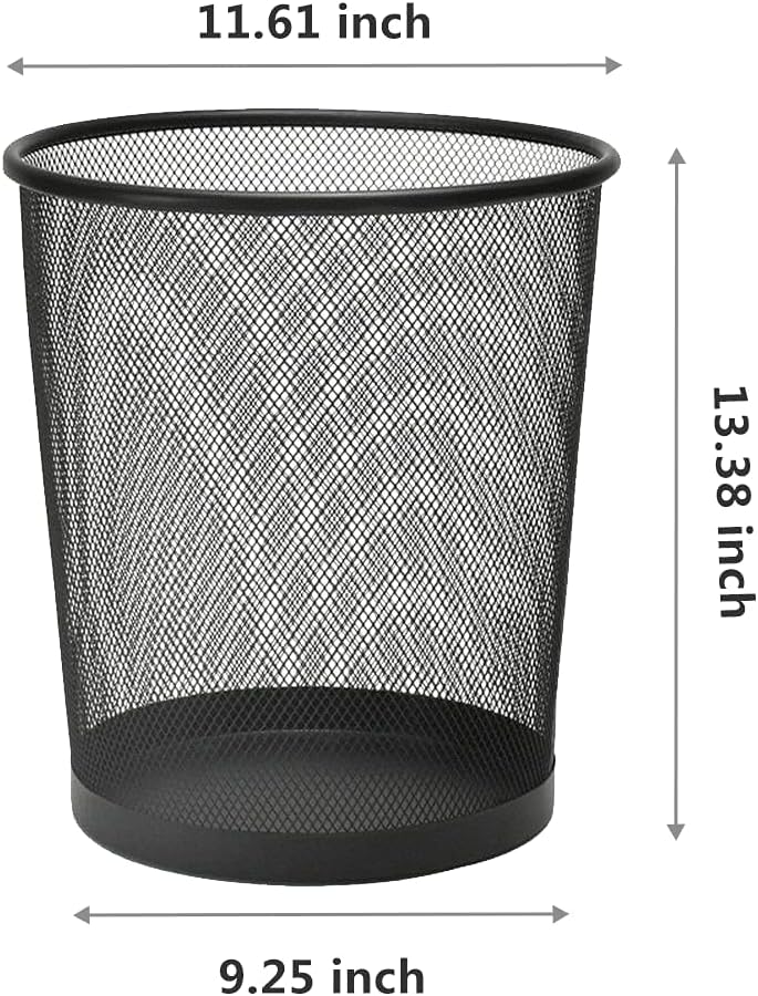 10-Pack 6 Gal Mesh Office Trash Can&150Pcs Garbage Bags, Black Mesh Trash Cans, Open Metal Wire Waste baskets