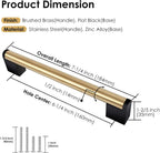 Pack of 10 Brushed Gold Handles for Cabinets and Drawers, 6-1/4 inch (160mm) Hole Centers, Gold Kitchen Cabinet Pulls with Black Base, Modern Gold Handles for Dresser, Golden Drawer Pulls and Knobs