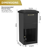 Extra Large Package Delivery Boxes for Outside, 17.6" x 15.7" x 39", 2.7 ft3 Storage Parcel Drop Box with Lock, Secure Delivery Box for Porch, Anti-Theft Lockable Parcel Drop Boxes for Outside, Black