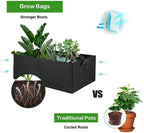 3-Pack Grow Bags Black, Rectangle Grow Bag With Handles, 6 Gallon Thickened Non-Woven Grow Bags, Durable & Breathable, Rectangular Garden Pots Containers For Vegetables Greenhouse Onion Plants Flower