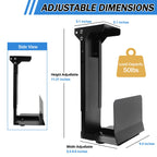 Heavy Duty Computer Wall Mount PC Case - Upgraded, Also Great for PC Mount Under Desk - Height Adjustable from 11" to 21", Width Adjustable from 5.5" to 9.8", Computer Tower Under Desk Home Office