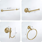 4 Piece Antique Brass Gold Bathroom Towel Bar Set - Toocust 16"-27.7" Adjustable Towel Bar for Bathroom, Wall Mounted Antique Brass Bathroom Hardware, Antique Brass Towel Holder