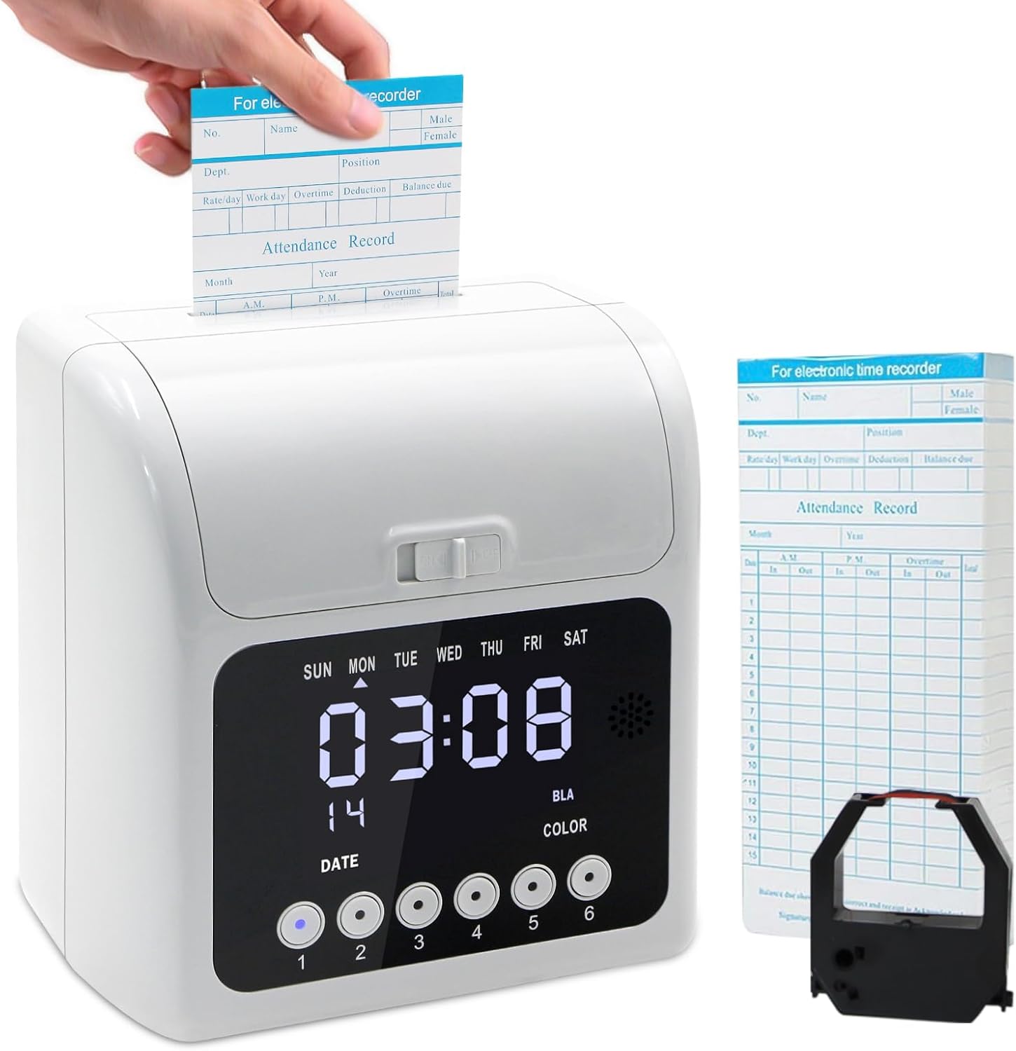 100-Piece Time Cards for Employees, Monthly Time Cards 2-Sided, 2-Color Timecards for Time Clocks, Blue/Orange Print, 7-3/8 x 3-3/8 Inch