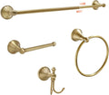 4 Piece Antique Brass Gold Bathroom Towel Bar Set - Toocust 16"-27.7" Adjustable Towel Bar for Bathroom, Wall Mounted Antique Brass Bathroom Hardware, Antique Brass Towel Holder