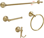 4 Piece Antique Brass Gold Bathroom Towel Bar Set - Toocust 16"-27.7" Adjustable Towel Bar for Bathroom, Wall Mounted Antique Brass Bathroom Hardware, Antique Brass Towel Holder