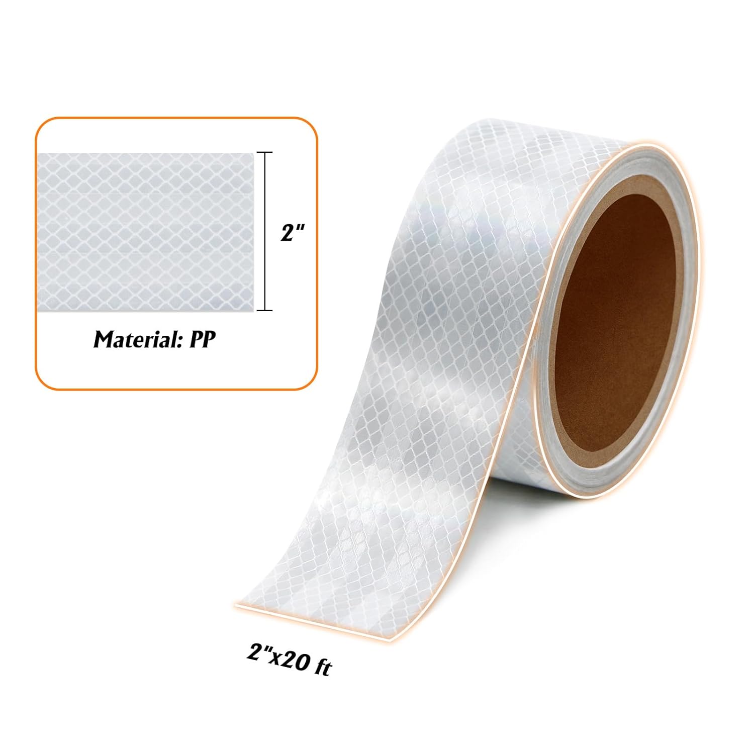 1 Roll White Reflective Tape 2" x20ft,Outdoor Safety Tape,Highly Reflective Tape Strips,Durable and Waterproof Reflective Tape Glow in Dark for Cars