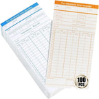 100-Piece Time Cards for Employees, Monthly Time Cards 2-Sided, 2-Color Timecards for Time Clocks, Blue/Orange Print, 7-3/8 x 3-3/8 Inch