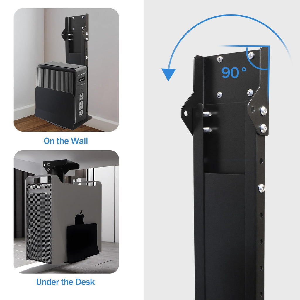 Heavy Duty Computer Wall Mount PC Case - Upgraded, Also Great for PC Mount Under Desk - Height Adjustable from 11" to 21", Width Adjustable from 5.5" to 9.8", Computer Tower Under Desk Home Office