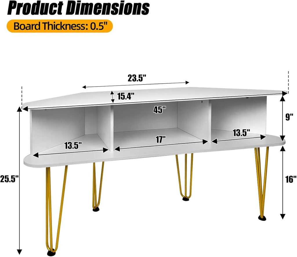 Corner TV Stand with 3 Shelves