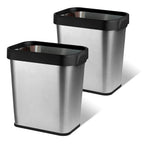 2 Pack Stainless Steel Trash Can 2 Gallon, Open Top Trash Can, 7" x 10" x 11", Rectangle Trash Can Kitchen - Slim and Narrow, Small Trash Can No Lid for Kitchen, Bathroom, Living Room, Office