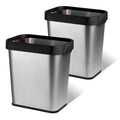 2 Pack Stainless Steel Trash Can 3 Gallon, Open Top Trash Can, 6" x 11" x 13", Rectangle Trash Can Kitchen - Slim and Narrow, Small Trash Can No Lid for Kitchen, Bathroom, Living Room, Office