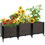 Raised Plant Box with Wheels 47.2"x15.7"x16.1", Raised Beds for Gardening Self Watering, Durable Metal Lockable Casters, Rectangular Garden Planter Perfect for Garden Patio Balcony Deck