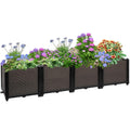 Large Raised Planter Box Outdoor Self Watering 62.9"x15.7"x14.2" , Deep Raised Garden Bed - Elevated Garden Box with Drainage Plug, Rectangular Garden Planter Perfect for Garden Patio Balcony Deck