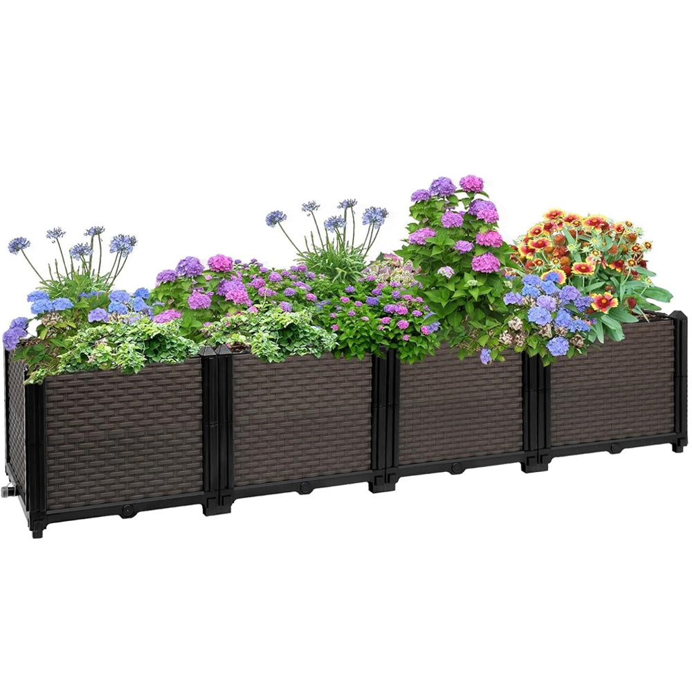 Large Raised Planter Box Outdoor Self Watering 62.9"x15.7"x14.2" , Deep Raised Garden Bed - Elevated Garden Box with Drainage Plug, Rectangular Garden Planter Perfect for Garden Patio Balcony Deck