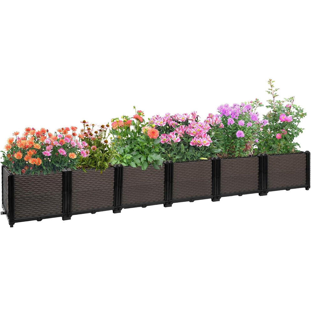 Large Raised Planter Box Outdoor Self Watering 94.4"x15.7"x14.2", Deep Raised Garden Bed - Elevated Garden Box with Drainage Plug, Rectangular Garden Planter Perfect for Garden Patio Balcony Deck