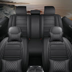 TooCust 5 Seats Leather Seat Covers, Car Seat Covers Full Set, Black Leather Car Seat Waterproof, Car Seat Protector with Headrest and Waist Pillow, Honda Accord Seat Covers, fit for SUV Truck Pickup