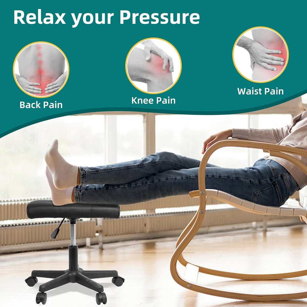 Adjustable Foot Rest with Wheels for Desk Office Gaming Chairs Leg Rest Ergonomic Footrest with Thick Padding