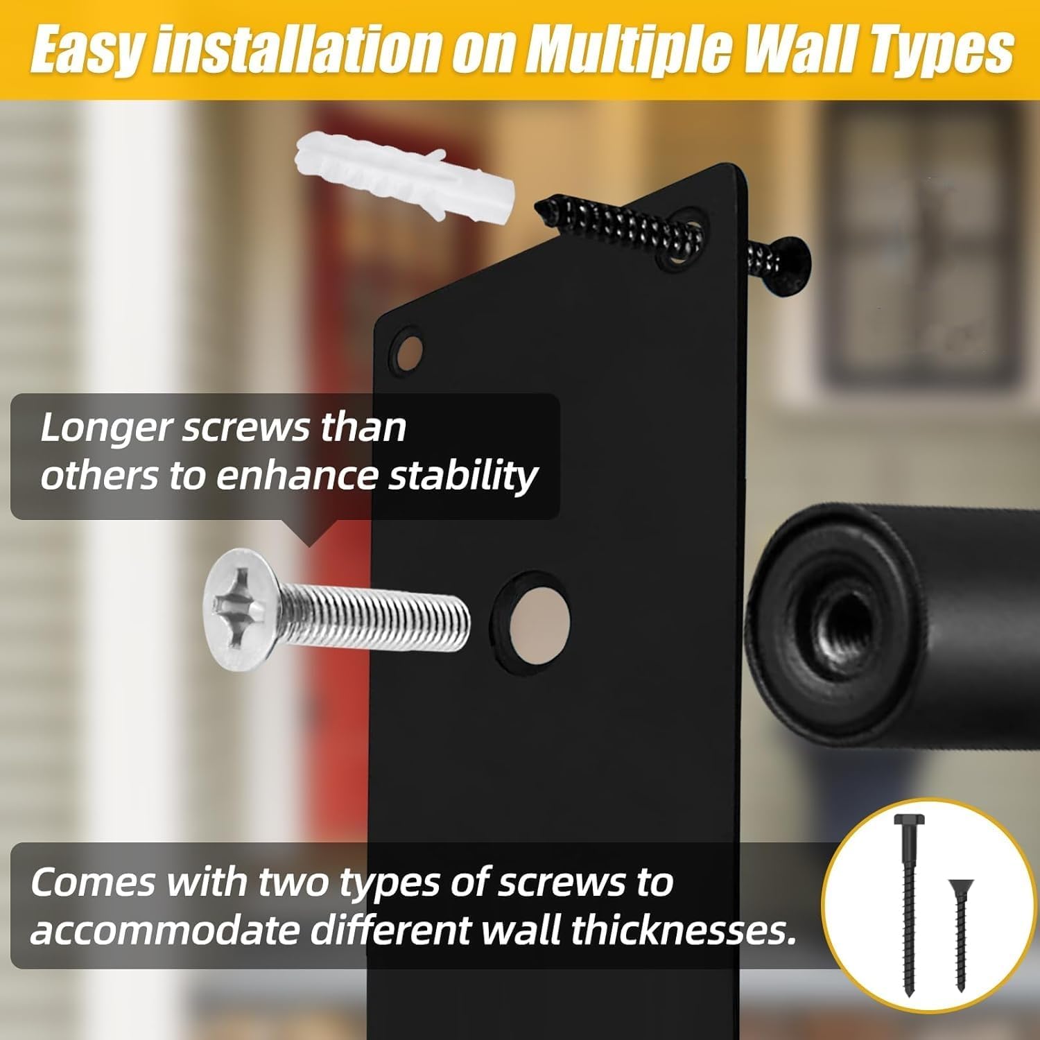 Wall Mount Handrail for Outdoor Steps, Metal Handrail for 1-3 Steps with Matte Finished, Railing for Outdoor and Indoor, U-Shape Safety Handle for Garage, Porch, Garden (22.8'' Length)