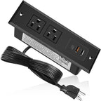 TOOCUST Recessed Power Strip with USB C Port, Desk Outlet with 3 USB Ports, Conference Drawer Outlet with 2 AC Plugs, Hidden Recessed Power Outlet Socket 6.56ft