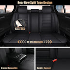 TooCust 5 Seats Leather Seat Covers, Car Seat Covers Full Set, Black Leather Car Seat Waterproof, Car Seat Protector with Headrest and Waist Pillow, Honda Accord Seat Covers, fit for SUV Truck Pickup