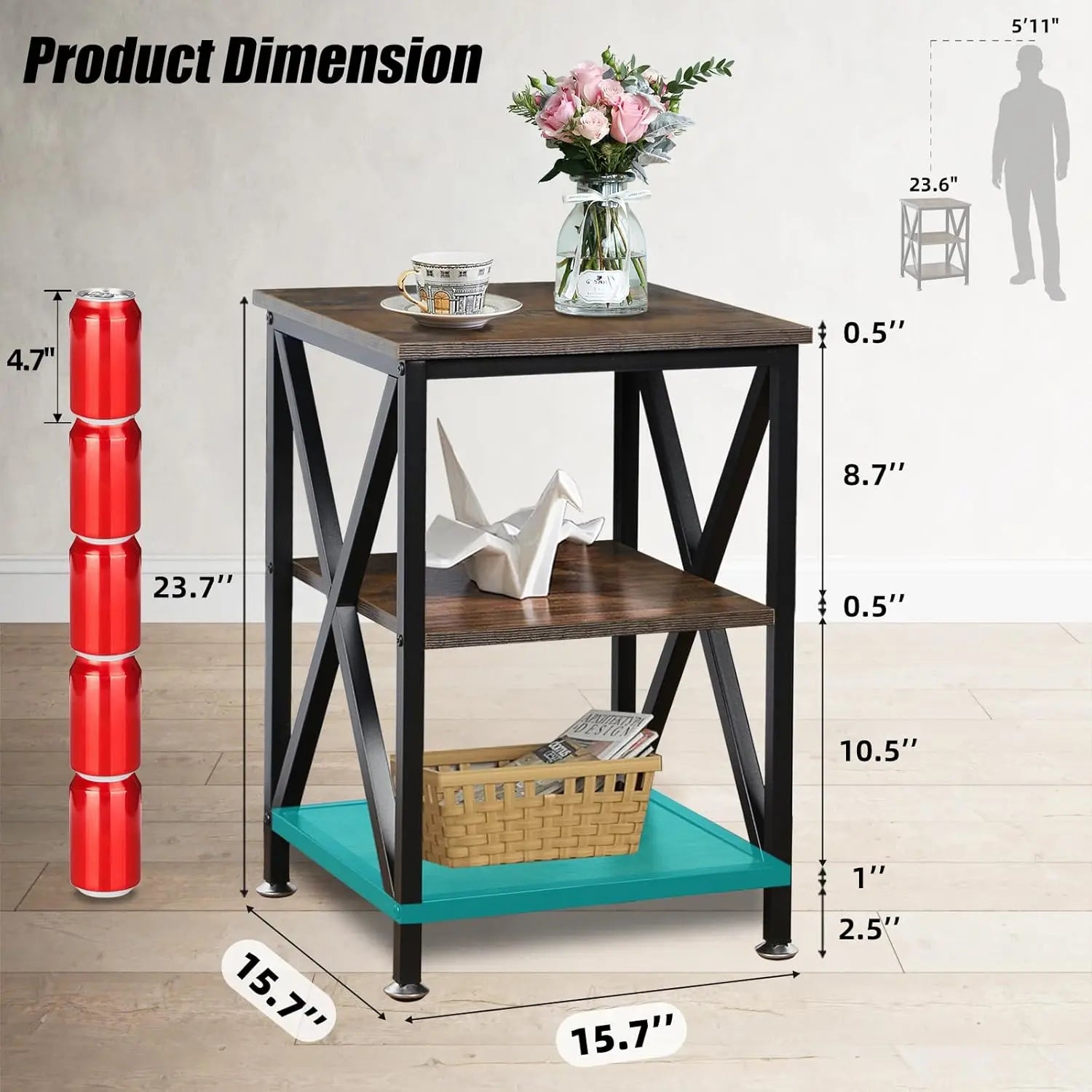 Adjustable X-Frame End Table