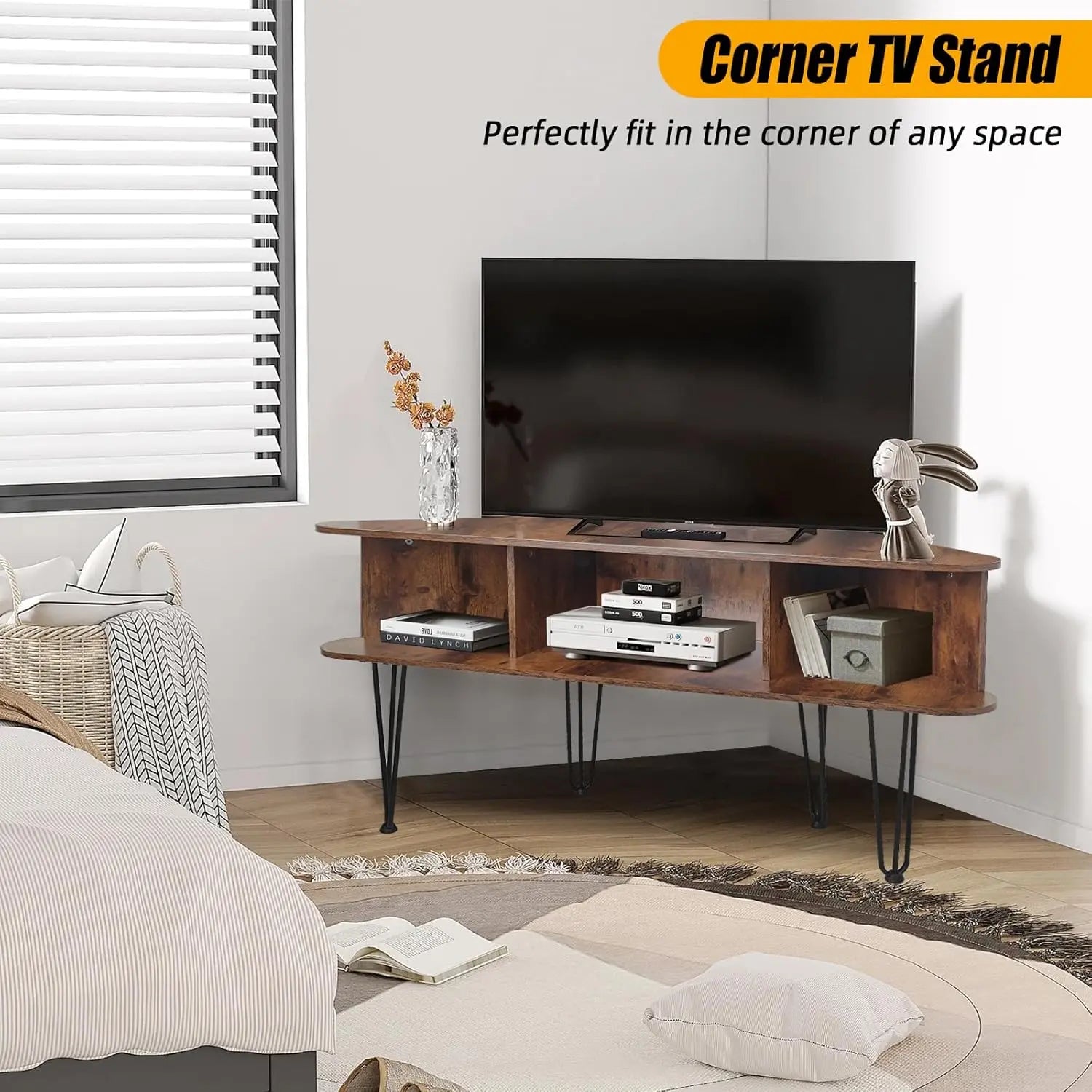 Corner TV Stand with 3 Shelves