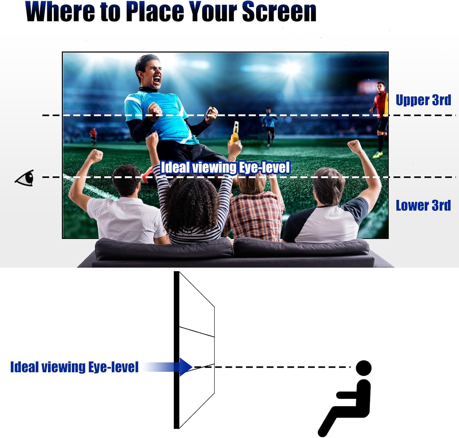 Edge Free Fixed Frame Projector Screen 120 Inch, Diagonal 16:9 4k 8k Ultra HD 3D Ready Fixed Projector Screen, Fixed Frame Projector Screen Wall Mount for Indoor Movie Video Home Theater