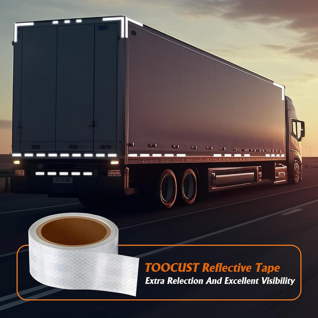 1 Roll White Reflective Tape 2" x20ft,Outdoor Safety Tape,Highly Reflective Tape Strips,Durable and Waterproof Reflective Tape Glow in Dark for Cars
