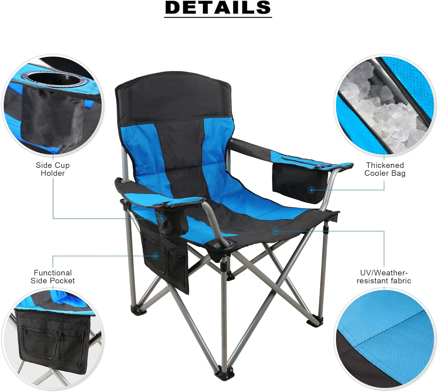 Beach Chair for Adults, Oversized Camping Chair 500lb