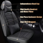 TooCust 5 Seats Leather Seat Covers, Car Seat Covers Full Set, Black Leather Car Seat Waterproof, Car Seat Protector with Headrest and Waist Pillow, Honda Accord Seat Covers, fit for SUV Truck Pickup