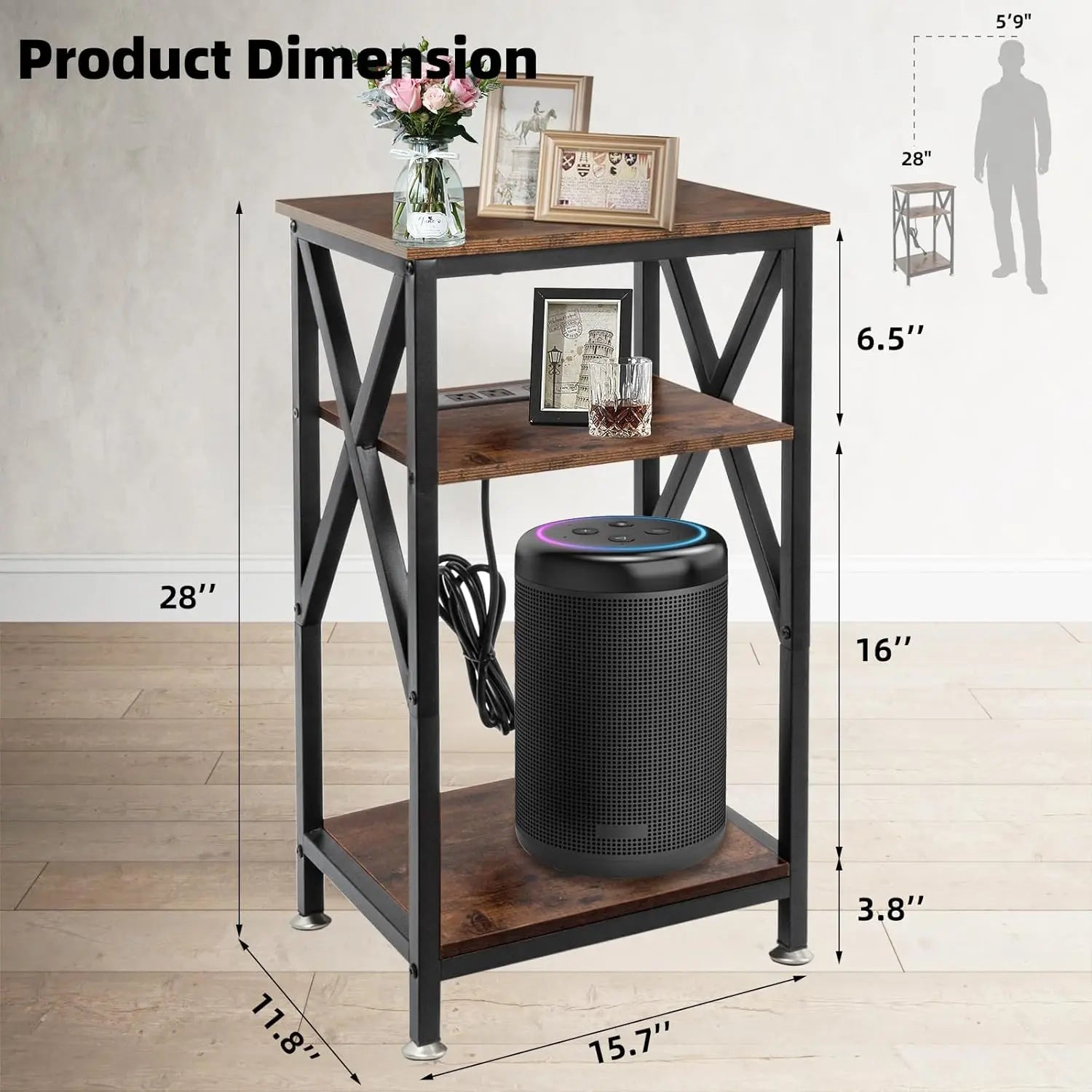 Adjustable X-Frame End Table
