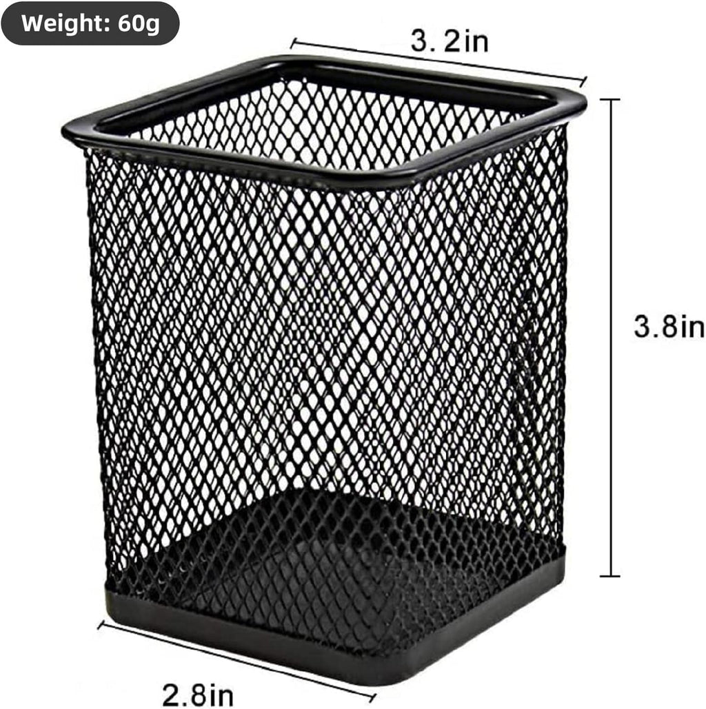 TooCust Black Mesh Pen Holder,12 Pack Square Pencil Cups,Classroom Organization,Pencil Holders,Wire Mesh Pen Holder Makeup Brush Holders Pencil Cup for Desk,Office Supplies, 3.8" H.
