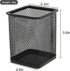 TooCust Black Mesh Pen Holder,12 Pack Square Pencil Cups,Classroom Organization,Pencil Holders,Wire Mesh Pen Holder Makeup Brush Holders Pencil Cup for Desk,Office Supplies, 3.8" H.