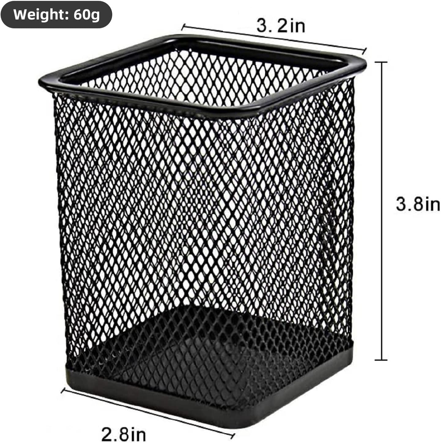 TooCust Black Mesh Pen Holder,12 Pack Square Pencil Cups,Classroom Organization,Pencil Holders,Wire Mesh Pen Holder Makeup Brush Holders Pencil Cup for Desk,Office Supplies, 3.8" H.