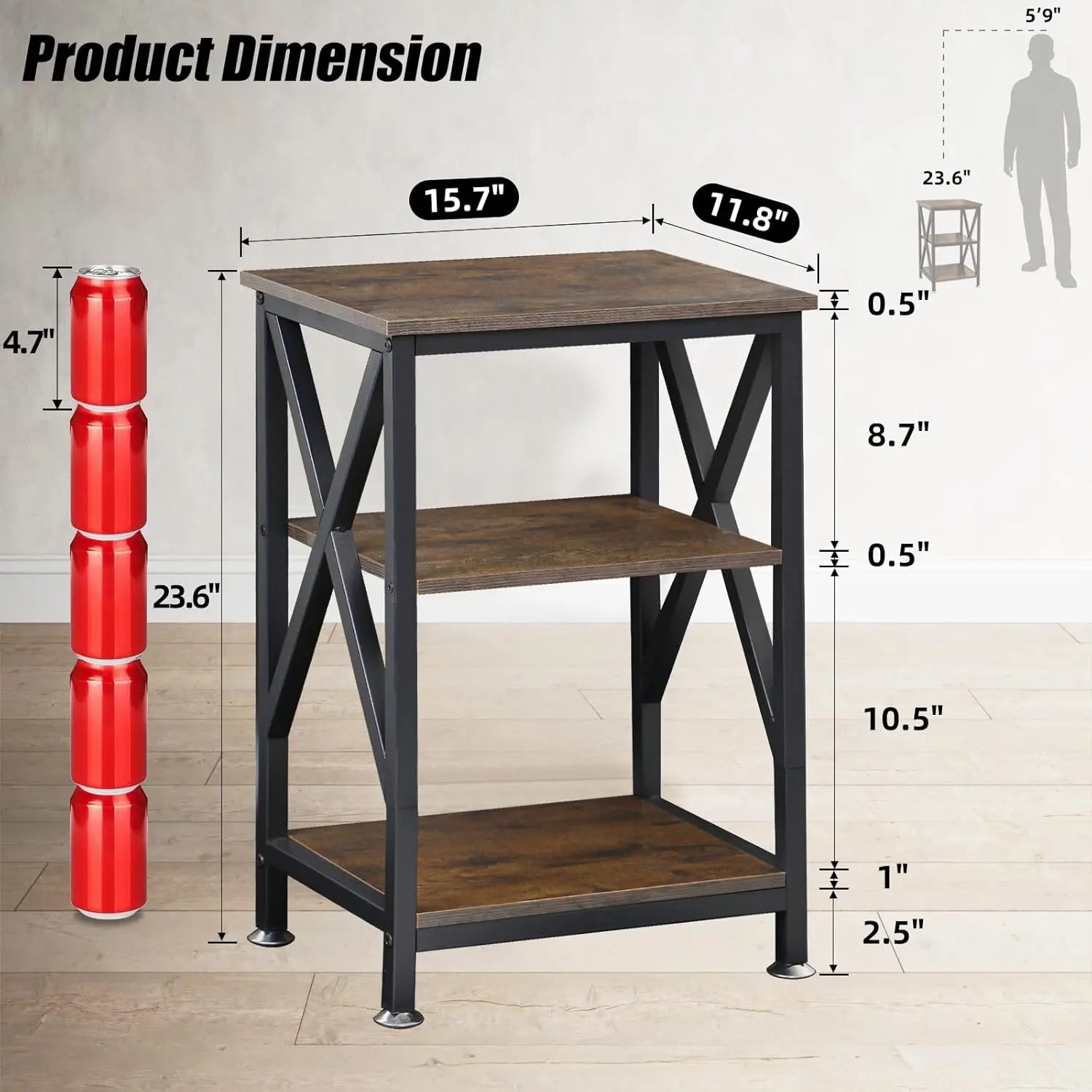 Adjustable X-Frame End Table