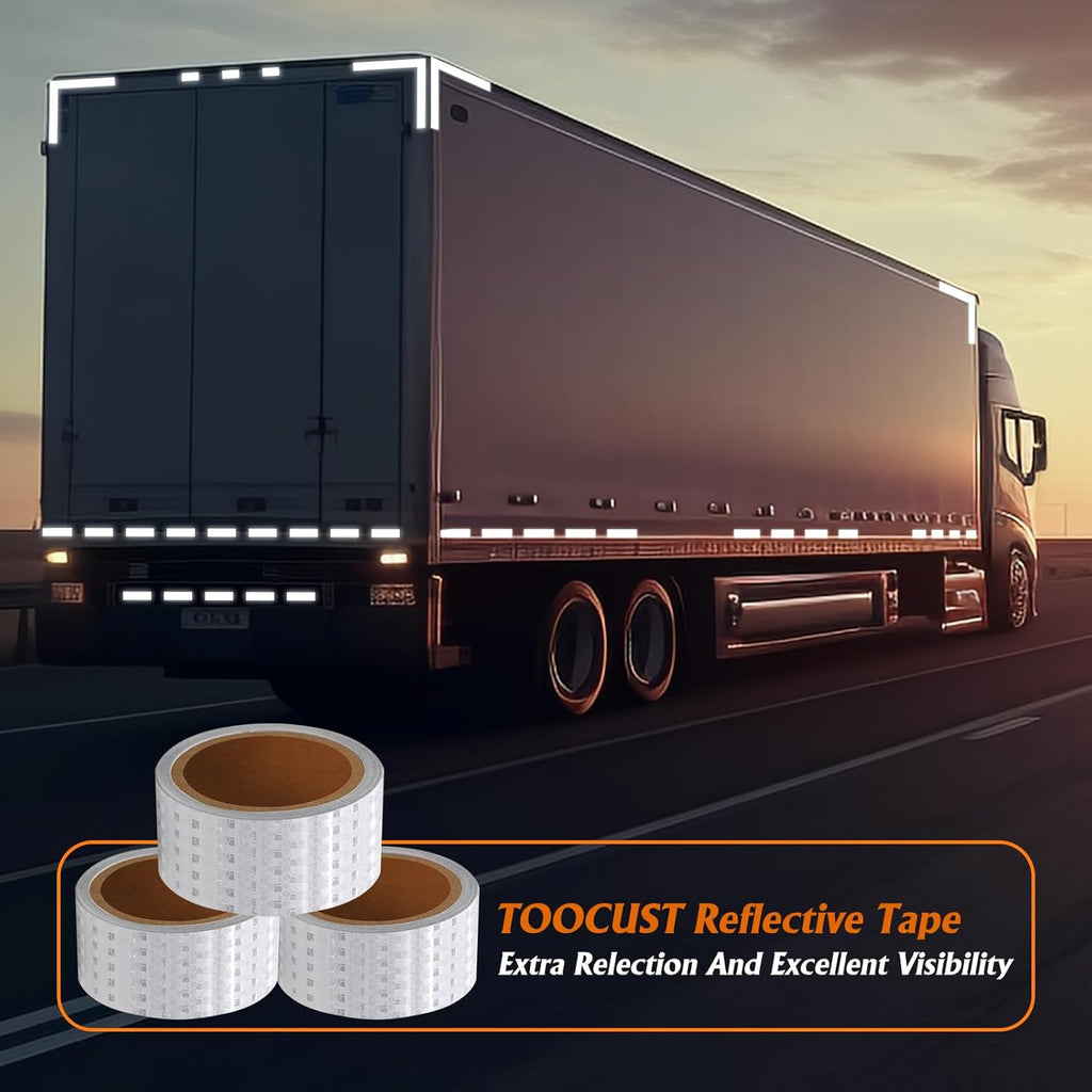 Reflective Tape 2inch x 20ft,Outdoor Safety Tape,Durable and Waterproof Reflective Tape for Cars, Bikes,Trailers,Stairs Glow in Dark,3 Rolls