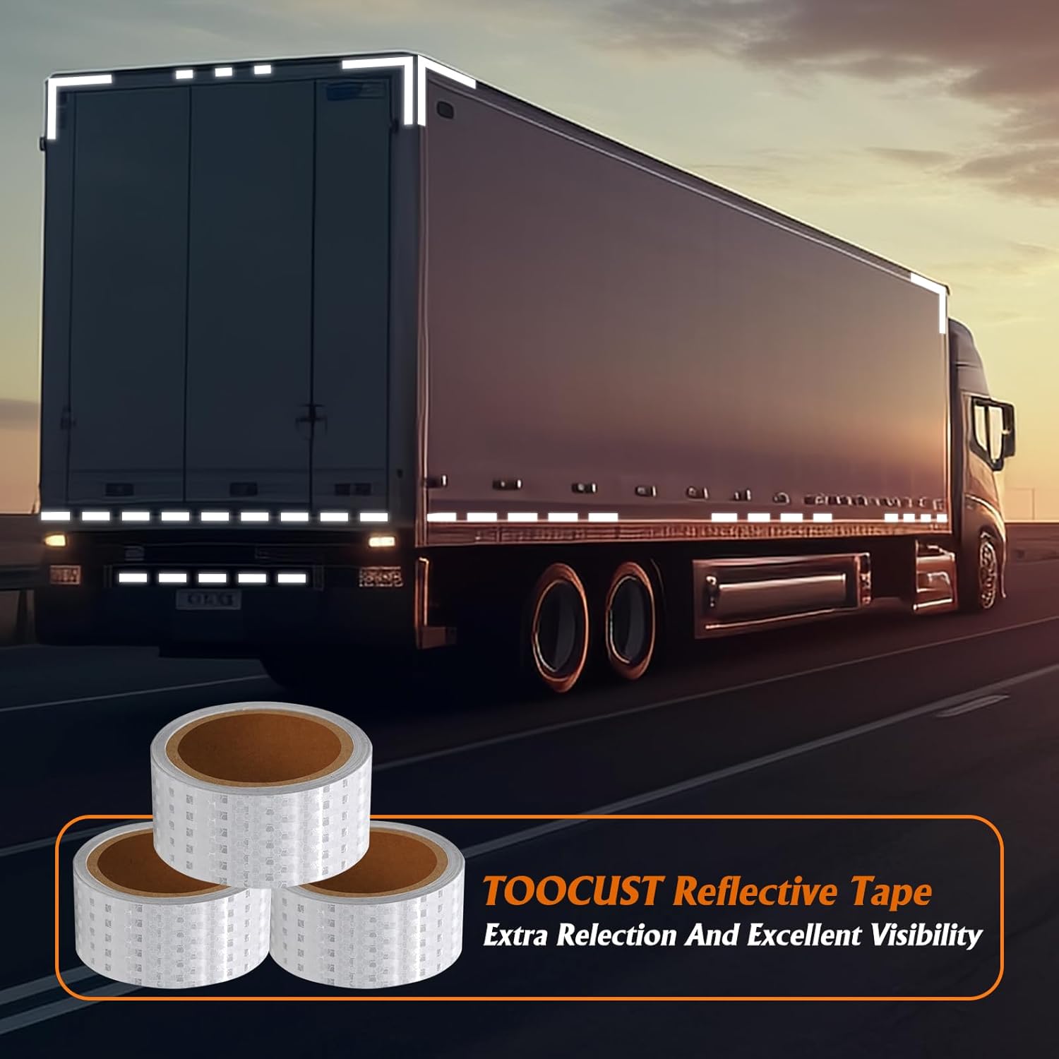 Reflective Tape 2inch x 20ft,Outdoor Safety Tape,Durable and Waterproof Reflective Tape for Cars, Bikes,Trailers,Stairs Glow in Dark,3 Rolls