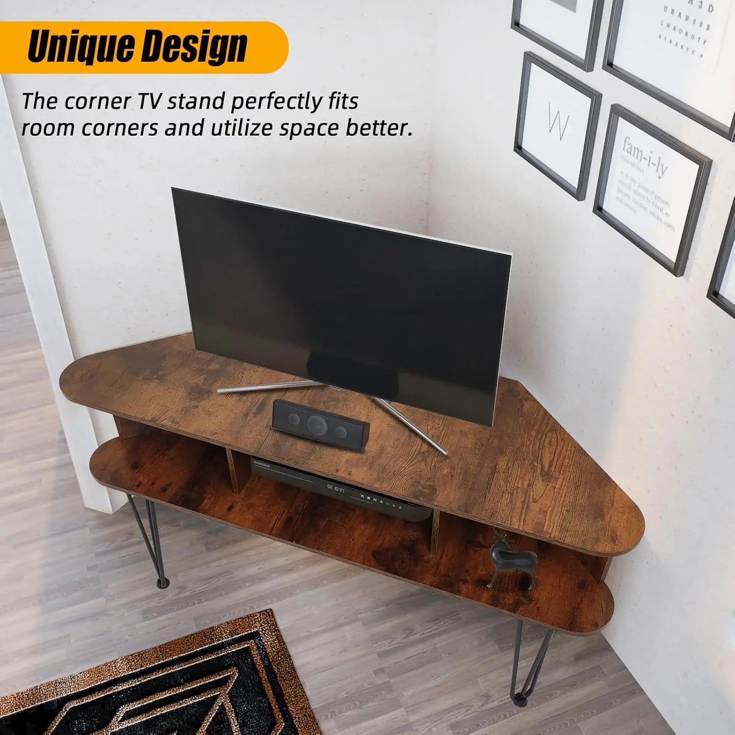 Corner TV Stand with 3 Shelves
