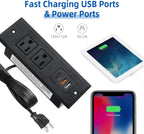 TOOCUST Recessed Power Strip with USB C Port, Desk Outlet with 3 USB Ports, Conference Drawer Outlet with 2 AC Plugs, Hidden Recessed Power Outlet Socket 6.56ft