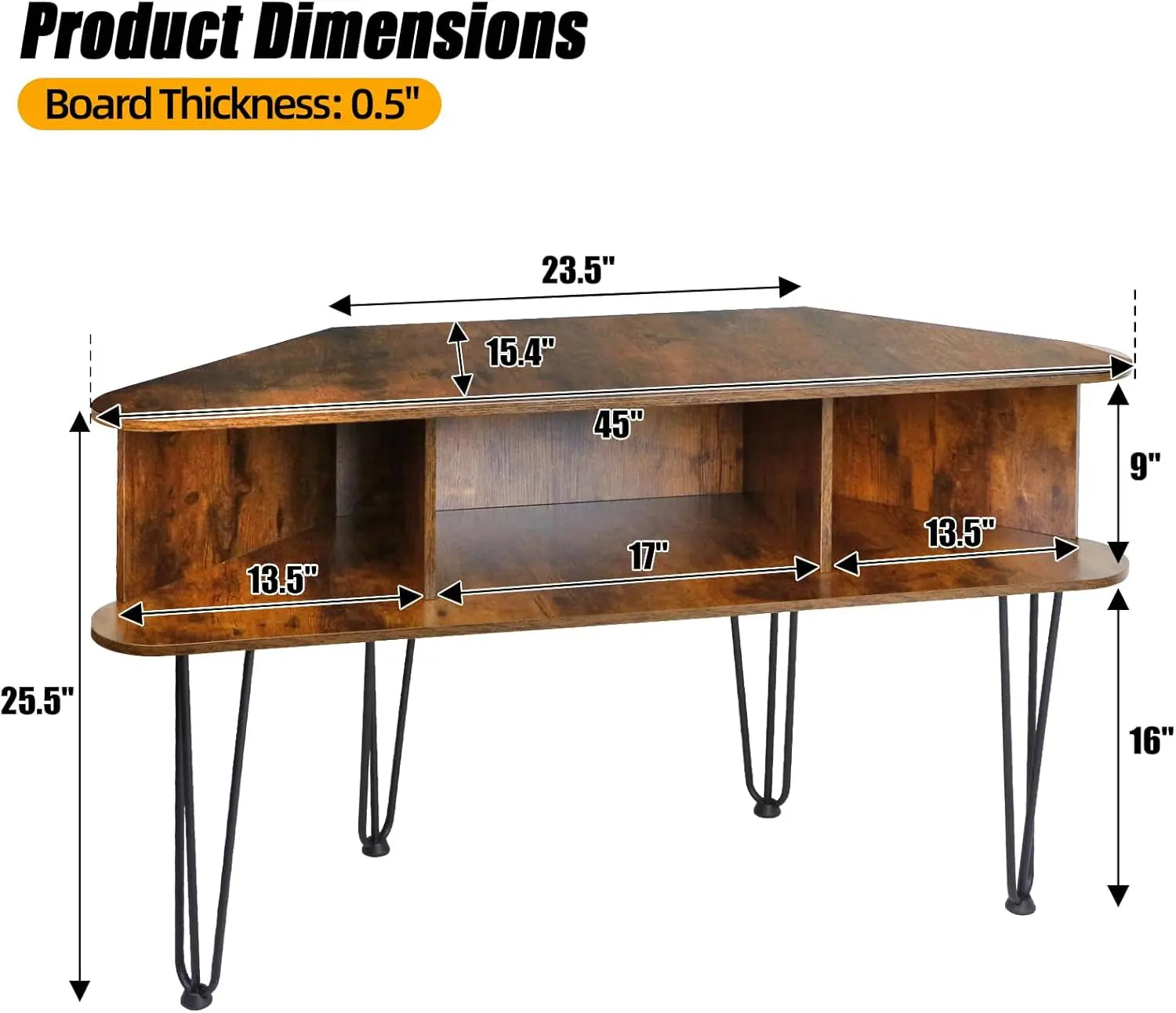 Corner TV Stand with 3 Shelves