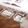 2 Pack Under Desk Drawer Slide Out, Large & Medium, Drill-On or Self-Adhesive Desk Drawer Under Desk Storage, Under Desk Organizer Under Table Drawer for Home Office School Organization and Storage