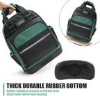 Electrician Tool Backpack, Tool backpack for Men, Construction Tool Bag Backpack Heavy Duty with Waterproof Molded Base, Work Backpack Multi-Use Pocket Black/Green