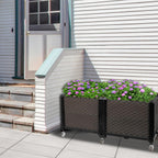 Raised Plant Box with Wheels 31.5"x15.7"x16.1", Raised Beds for Gardening Self Watering, Durable Metal Lockable Casters, Rectangular Garden Planter Perfect for Garden Patio Balcony Deck