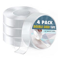 4 Pack Double Sided Tape Heavy Duty, 10Ft x 1.18" Width, 40Ft Double Sided Tape for Walls, 0.08" Thick Removable Mounting Tape, Transparent Nano Double Sided Tape, Clear Double Sided Tape