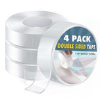 4 Pack Double Sided Tape Heavy Duty, 10Ft x 1.18" Width, 40Ft Double Sided Tape for Walls, 0.08" Thick Removable Mounting Tape, Transparent Nano Double Sided Tape, Clear Double Sided Tape